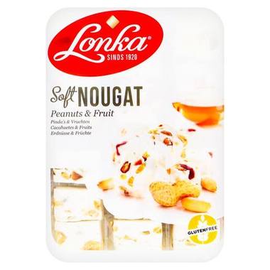 цукерки Lonka нуга з арахісом і шматочками фруктів 220г